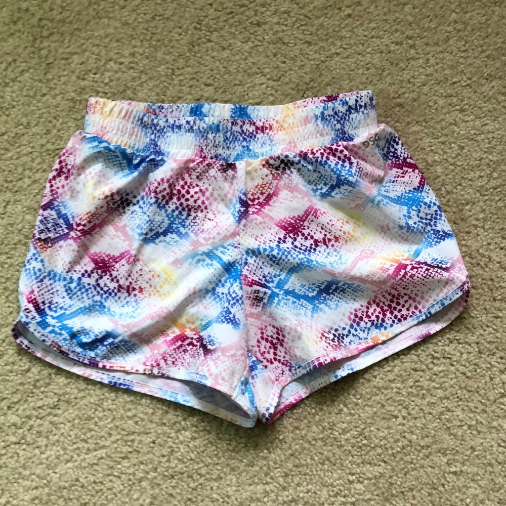 DSG girls active shorts with attached liner - girls size 14 - multi color